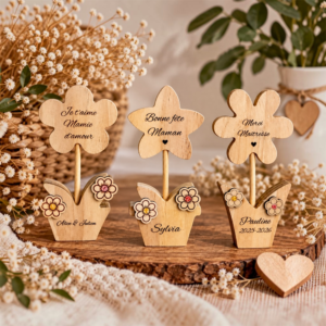 Fleur en pot personnalisée- cadeau mamie - cadeau marraine - cadeau maitresse