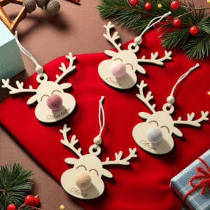 Renne de noël en bois personnalisé avec prénom