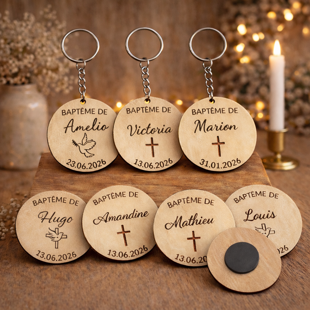 faire-part magnétique pour baptême gravé