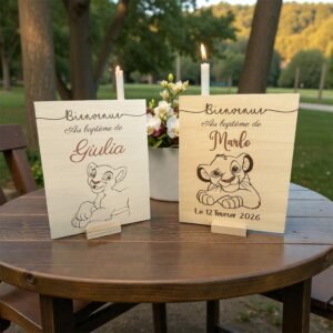 panneau de bienvenue pour baptême thème simba roi lion Nala