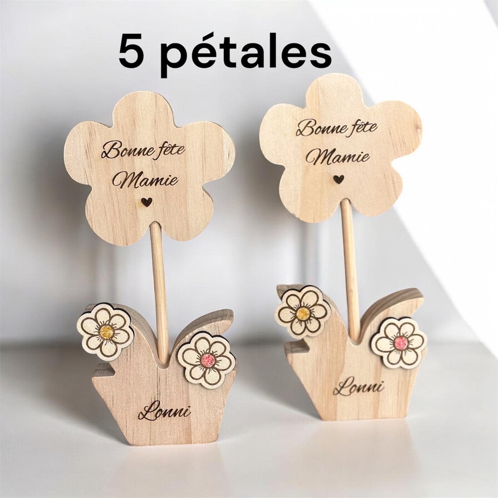 fleur personnalisée en bois