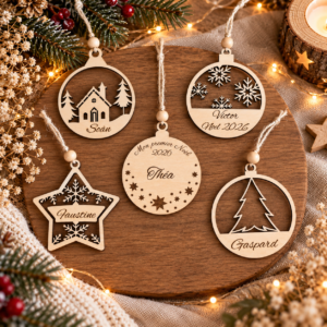 Boule de Noël en bois personnalisée