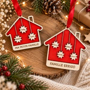 Décoration de Noël familiale personnalisée en bois
