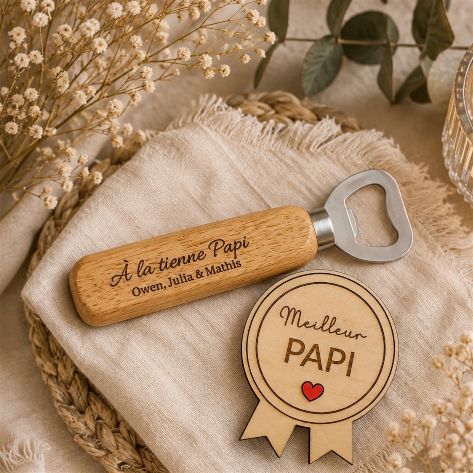 Ouvre-bouteille en bois personnalisé