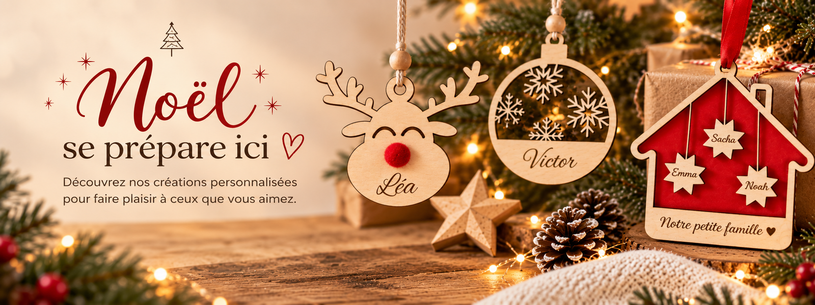 Créations personnalisées en bois pour Noël