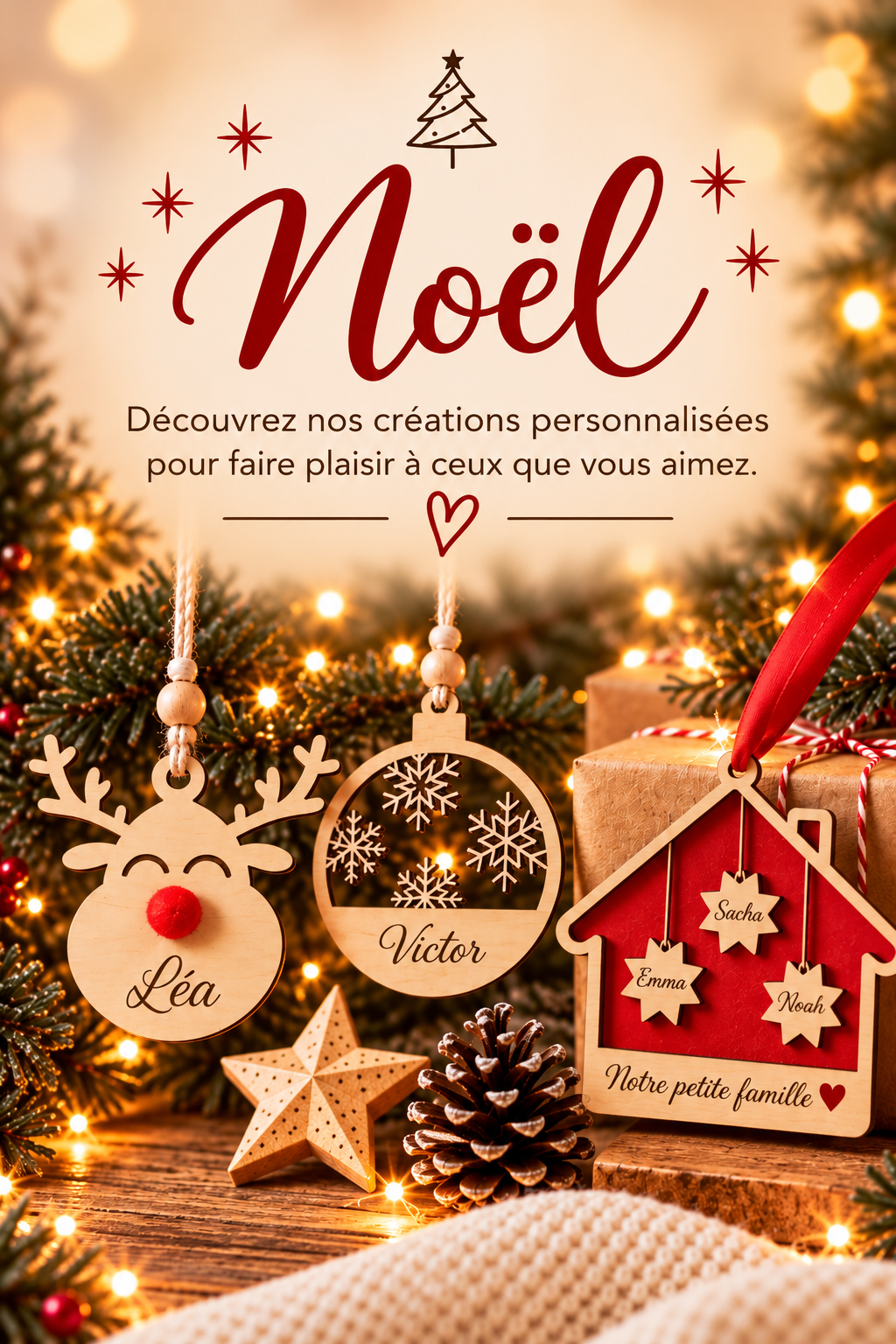 Créations personnalisées en bois pour Noël